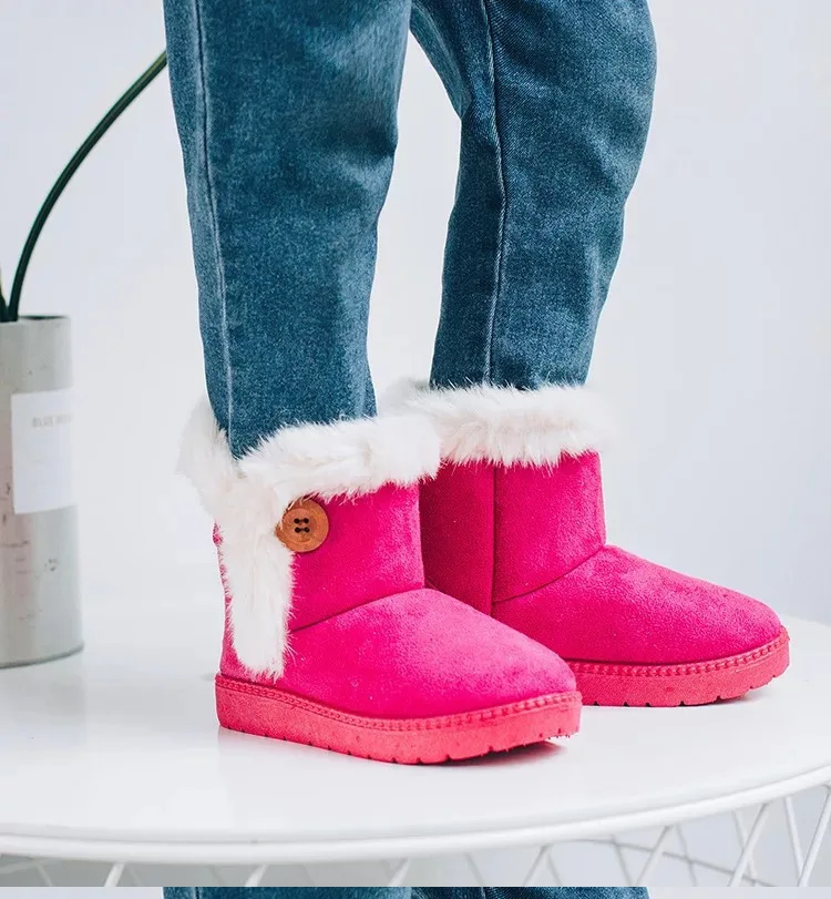 

2020 Warm Kids Snow Boots for Children New Toddler Winter Princess Child Shoes Non-slip Flat Round Toe Boots for Girls Kids Shoe