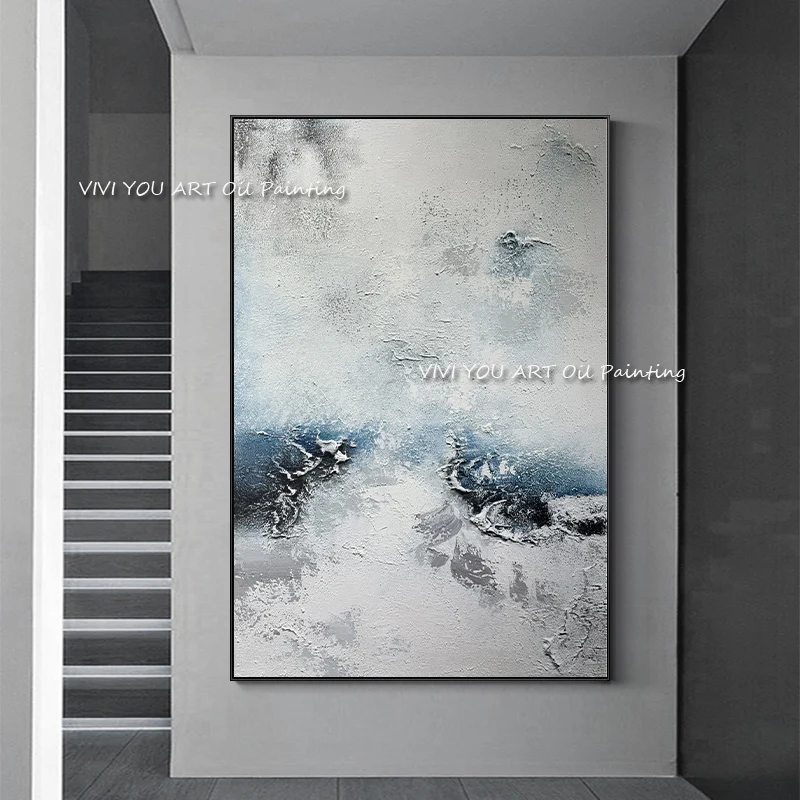 

Large White Gold Grey Oil Style wall art Canvas Painting Abstract Hand painted Picture for Living Room Modern Home Decoration