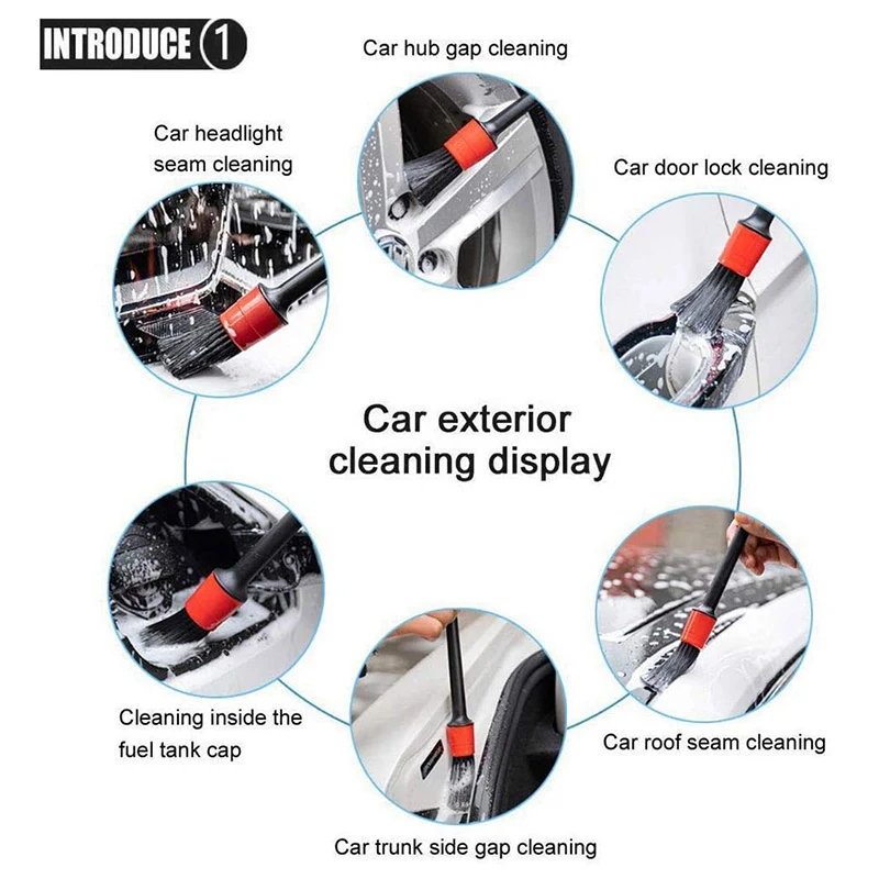 

Car Detailing Brushes - Detail Brush 6 Different Sizes Piece Set for Cleaning Automotive Wheels, Rims,Engine, Interior