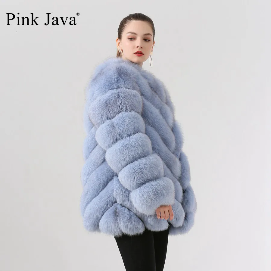 Новое поступление розовое пальто java QC19059 из натурального Лисьего меха Женское с