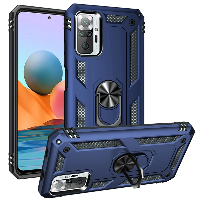 

Shockproof Armor Magnetic Metal Case for Xiaomi Redmi Note 10 9 9s 8 8T 7 Pro Poco X3 10T 9C 9A 7A K40 Lite Car Holde Ring Cover