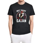 Забавная Винтажная футболка унисекс Jiu Jitsu с изображением Иисуса не сегодня сатаны, Мужская Удобная хлопковая футболка, топы большого размера, футболка