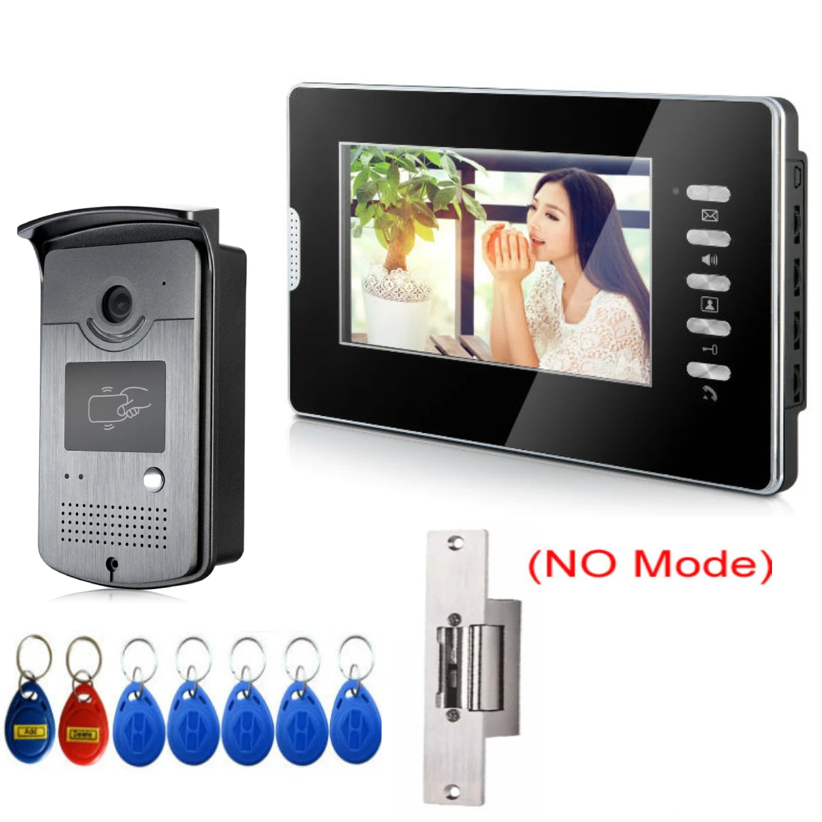7'' Color Screens Home Intercom Video Door Phone RFID Camera Access Control System with 1 Monitor Talk Call Monitoring Unlock