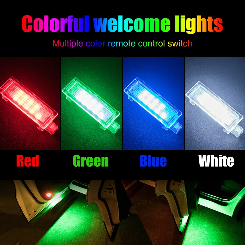 2 шт. Canbus красный зелёный синий светодиодный Автомобильный Дверной светильник