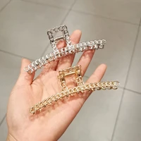 2021 new korean vintage design geometric chain catch clip headgear hair catch back head shark clip plate hair large hairpin
