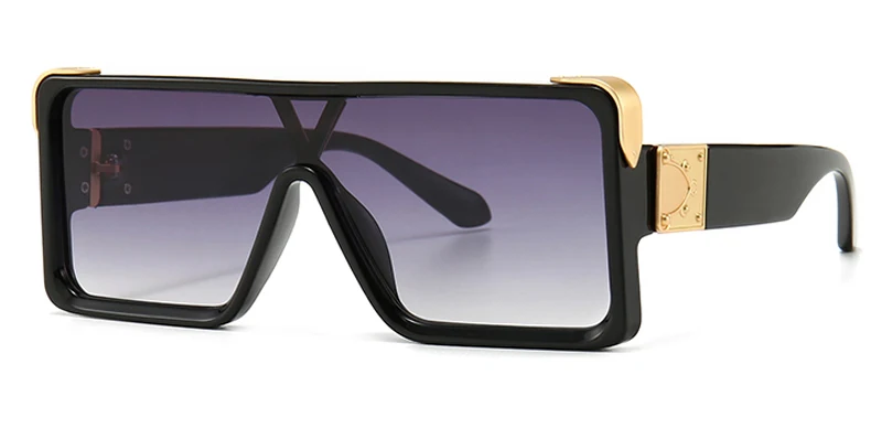 gradient black lens Peekaboo, черные негабаритные солнцезащитные очки для мужчин, цельное серебряное зеркало,, большие квадратные солнцезащитные очки для женщин, uv400, Летний стиль - Цвет линз: gradient black lens