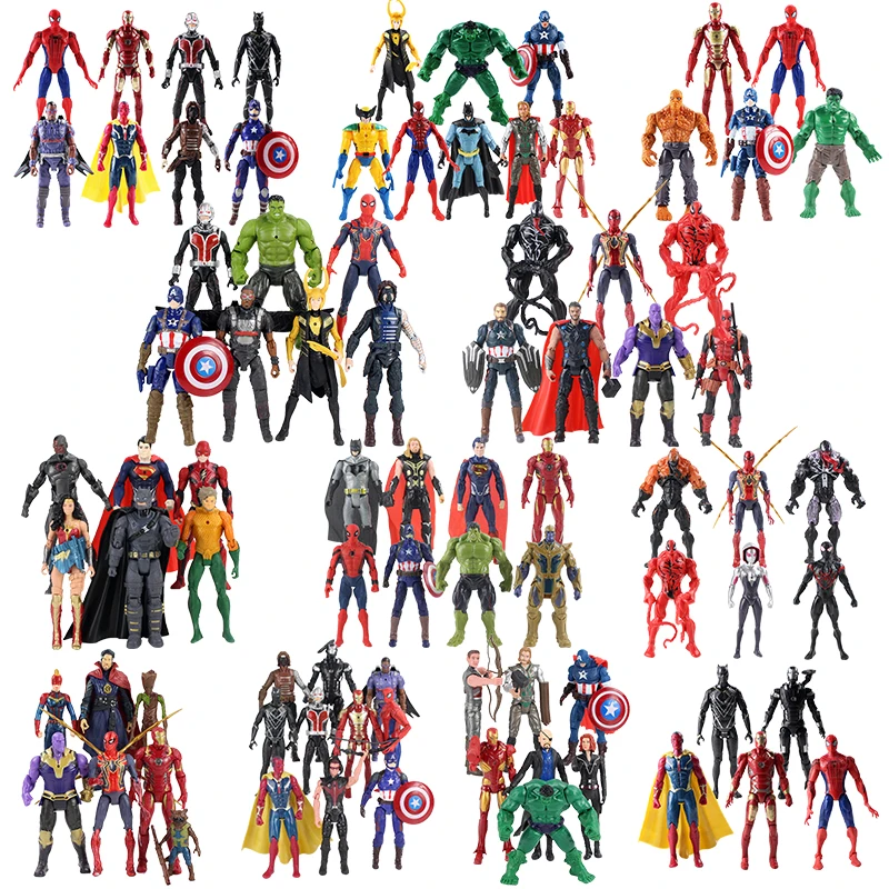 

16-18cm Marvel Avengers Figure Toys with LED Light Captain America Venom Black Panther Spiderman Thanos Thor Hulk Superhero Doll