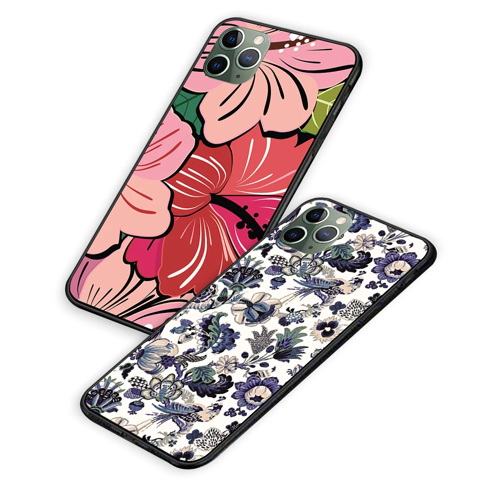 Цветные бабочки и цветы для iPhone 5 5S 6 6s 7 8 Plus X XS XR 11 Pro Max черный чехол ТПУ | Мобильные