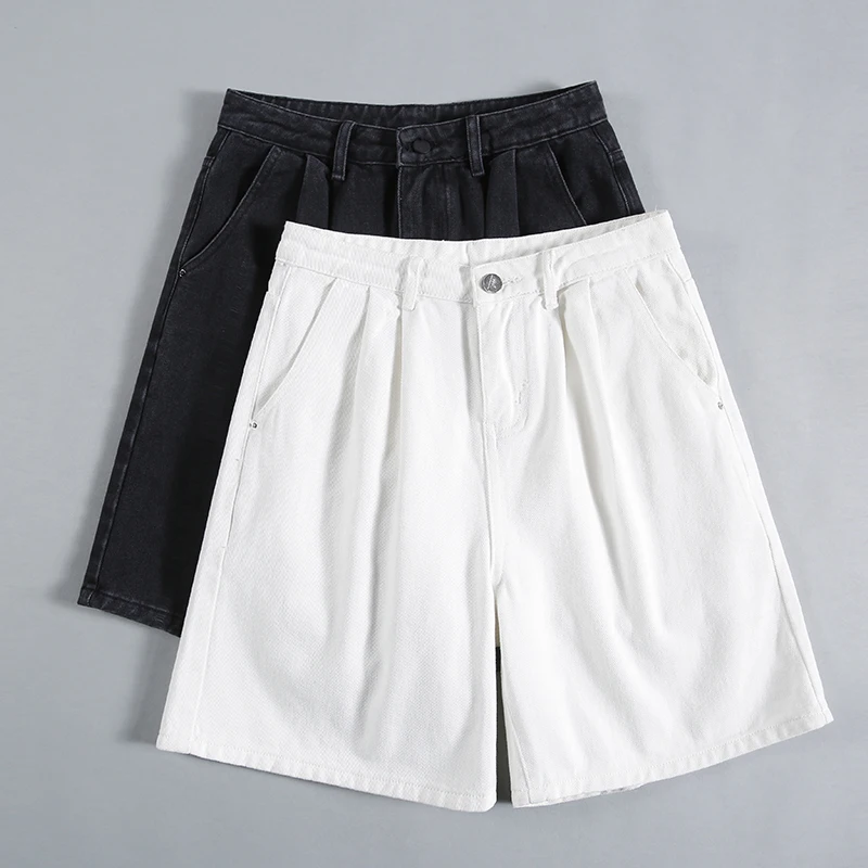 Jean blanc Femme Short Mode Coréenne D'été Cyclisme Taille Haute Lâche Doux 2021 Dames Vêtements Nouveauté Ins Tendance