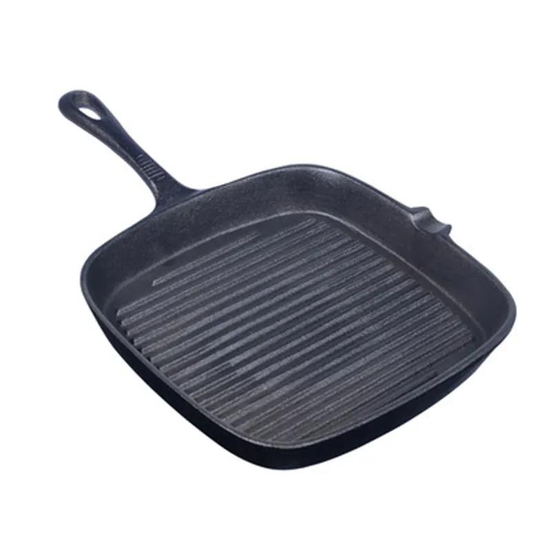 

Frying Pan 22/24CM Non-stick Cast Iron Stripe Thick-bottomed Home Garden BBQ Saucepan Steak Skillet