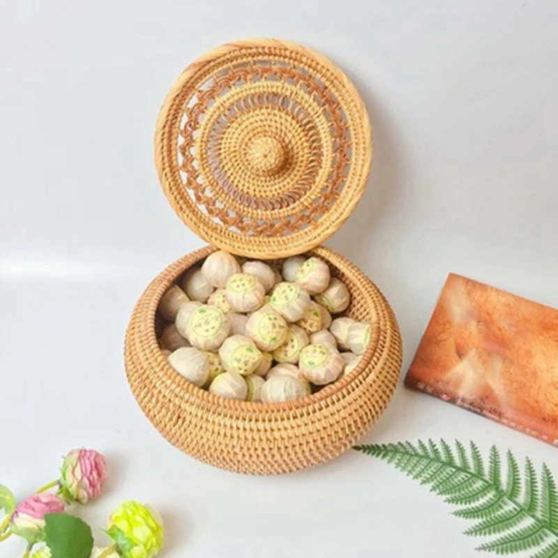 

Big deal 1 Pcs Rattan Basket Creative Snacks Candy Storage Bowl Basket & 1 Pcs Rattan Fruit Basket