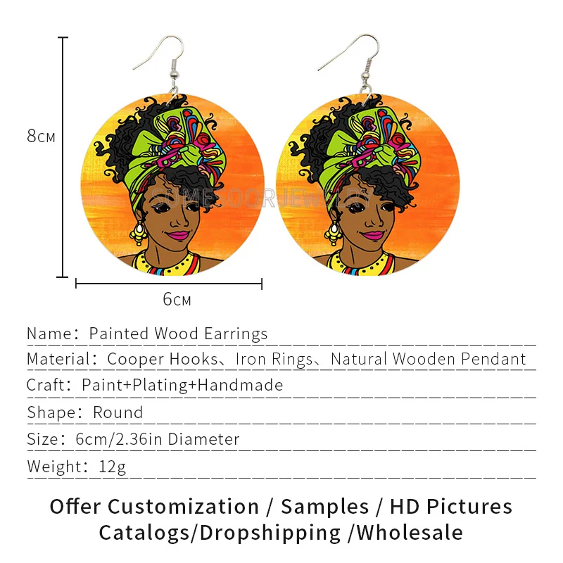 SOMESOOR винтажные афро этнические тканевые стильные деревянные серьги черные петли