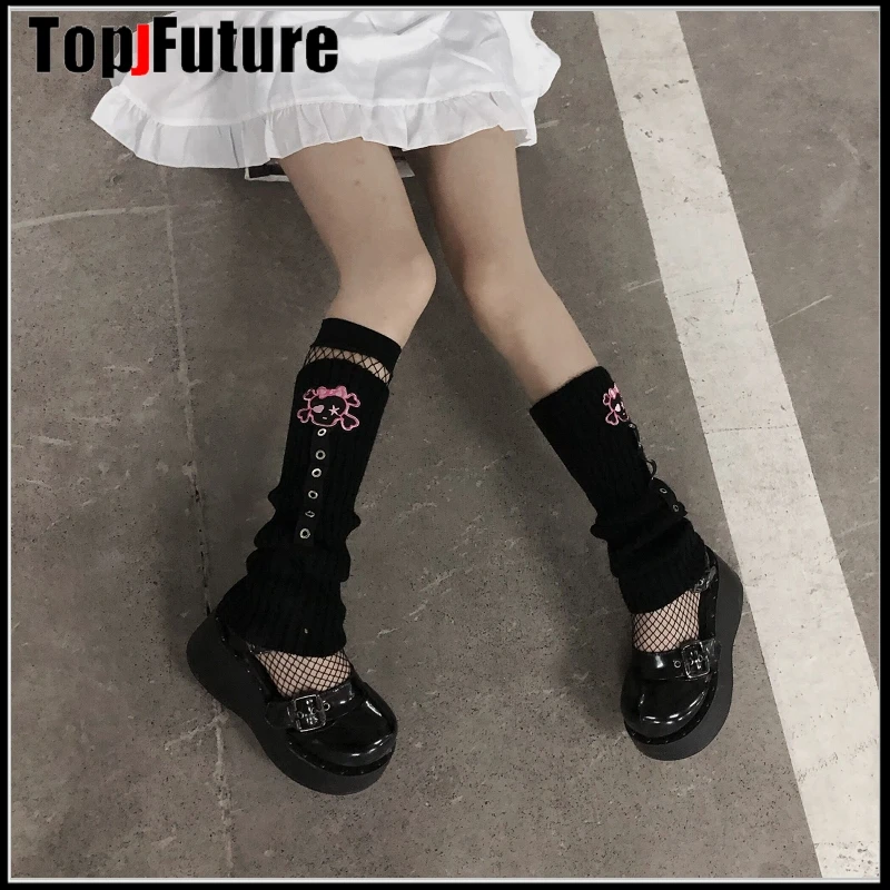Женские длинные носки в стиле панк вязаные уличные эластичные гетры до колена с