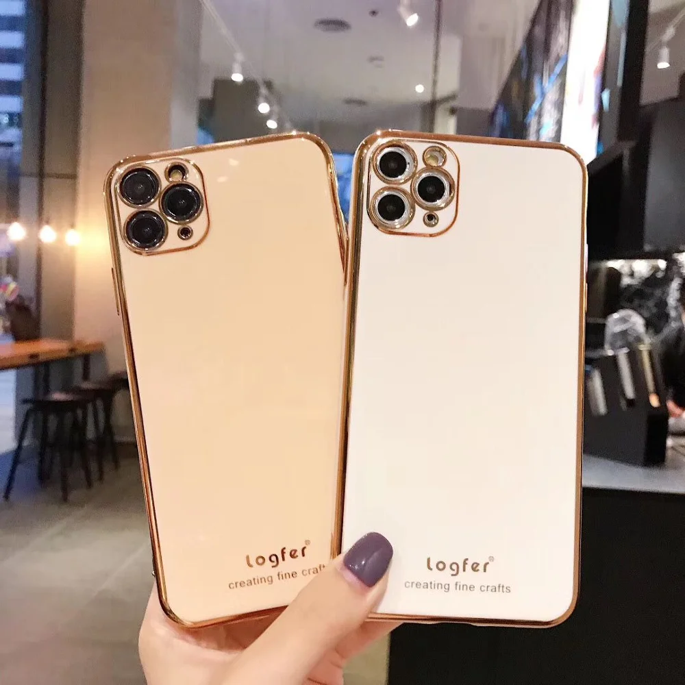 Модные однотонные iPhone XS Max XR X 8 7 Plus 11 Pro оцинкованная роскошный мобильный телефон