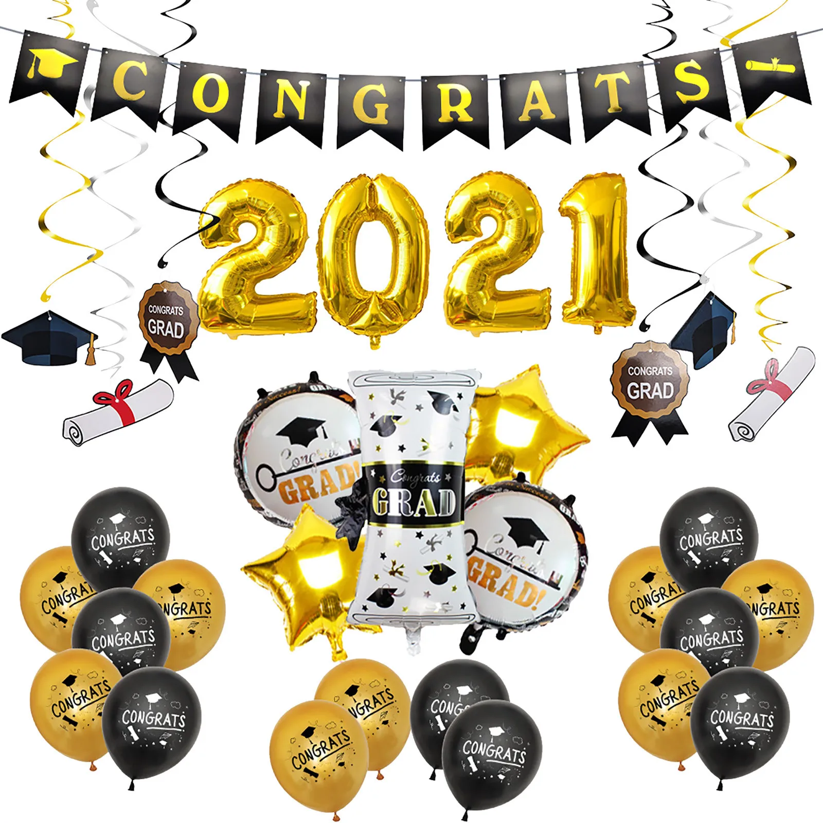 

Graduation PVC Balloon Banner Bunting Decorative Pull Flag Graduation Party Decoration Supplies Graduation Decorations 2021