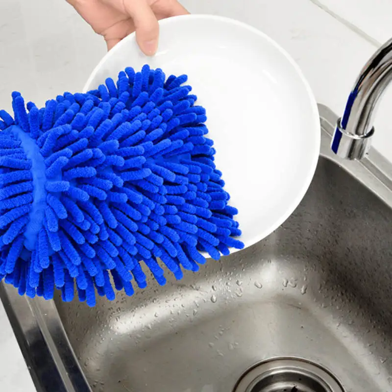 Перчатки для мытья автомобиля чистящее губчатое полотенце из ультратонкого