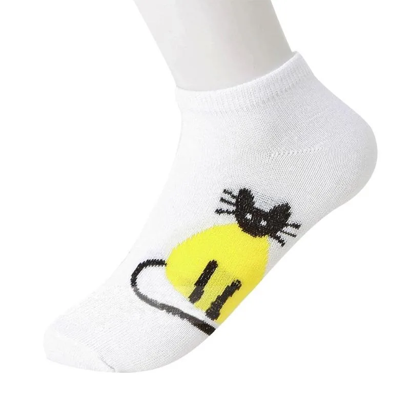 

New Women Socks Cute Cats Boat Socks Cartoon Short Invisible Nonslip Socks Socks Breathable I6V0