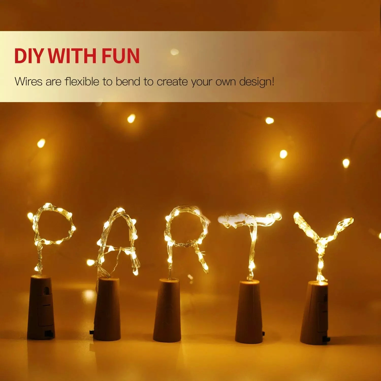 

10Pcs Wine Bottle Lights with Cork 2M 20LED Fairy Light String Garland Wedding Party Christmas Bar Decoration Battery Powered