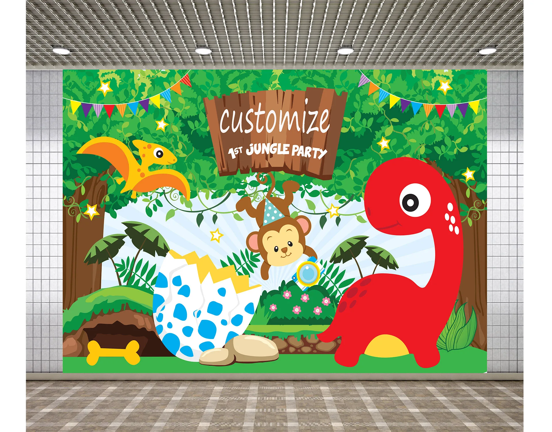 Lyavshi динозавр тематический фон День рождения для фотосъемки с изображением