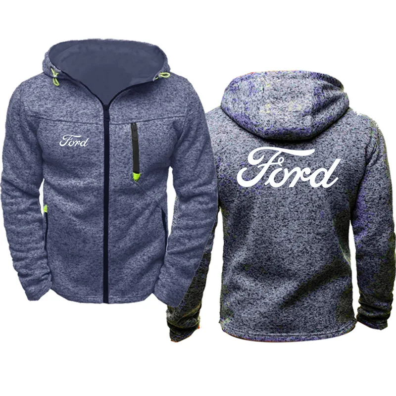 

2021 moda inverno outono dos homens da motocicleta ford hoodies de algodão casual zip masculino casacos com capuz