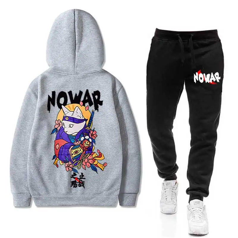 Японские NOWAR CAT мужские комплекты толстовка+ брюки Harajuku Тигр спортивные костюмы повседневные толстовки спортивный костюм спортивная одежда