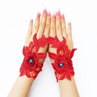 women bracelet red lace flower retro jewelry bracelet gloves for home party accessories summer gloves women with sun protection