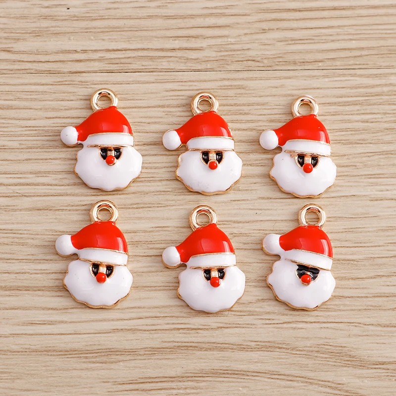 

10pcs 13*17mm Enamel Cartoon Santa Claus Charms for Pendants Necklaces Bracelets DIY Handmade Jewelry Making Findings