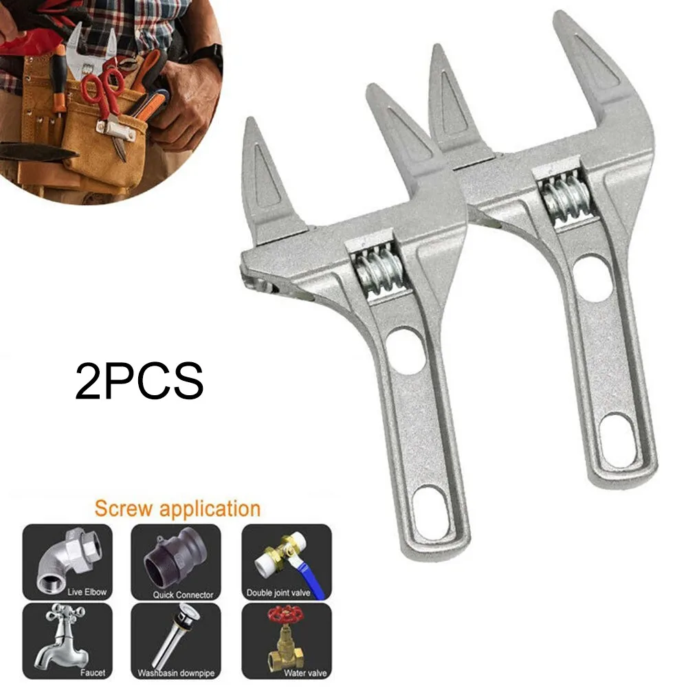 

Silver Spanner Wrench Wide Jaw Wrench 6-68mm Adjustable Aluminum Alloy