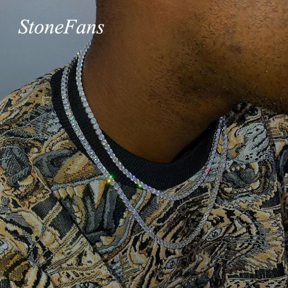 Stonefans, 1 ряд, стразы, для мужчин, хип-хоп, ожерелье, рэппер, чокер, цепь, шайба, льдом, для тенниса, цепочка, ожерелье, Bling Crystal для женщин