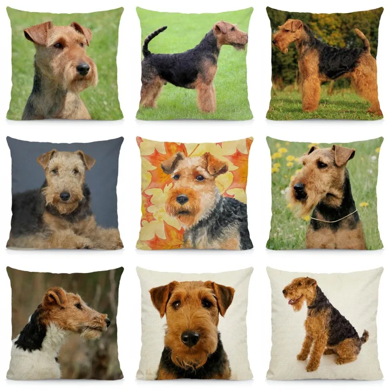 

Cute Welsh Terrier Cushion Cover 45x45cm Throw Pillow Case Dog Pattern Decorative Pillows DWG051