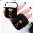 Оригинальные буквы A Z Корона золотые чехлы с алфавитом для Airpods 2 1 Мягкий силиконовый чехол для наушников Airpods Pro мраморные парные чехлы