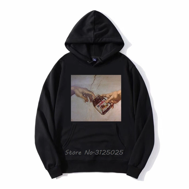 

The Creation Of Adam Nutella Michelangelo Hoodie Casual Unisex Autumn Winter Men Fleece Sweatshirt Hoody Streetwear