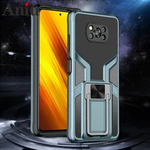 For Xiaomi POCO X3 Pro F3 Case Armor Anti-Konck TPU Frame Hard Plastic Magnetic Holder Back Cover For Mi 11 Lite Note 10 9 Pro