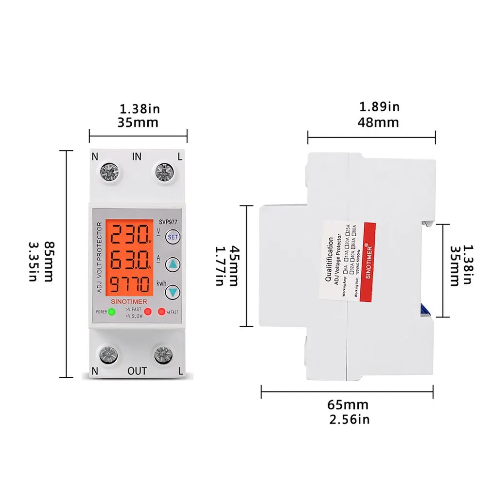

SINOTIMER SVP-977L 230v Adjustable Voltage Protection Meter Digital LCD Voltage Protection Relay With Over Voltage Protection