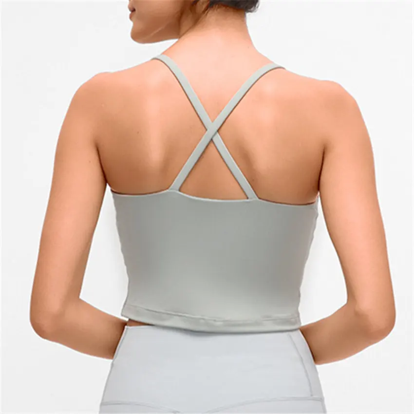 Женский топ для йоги с Встроенный лифчик крест-накрест кроп рубашки тренировки