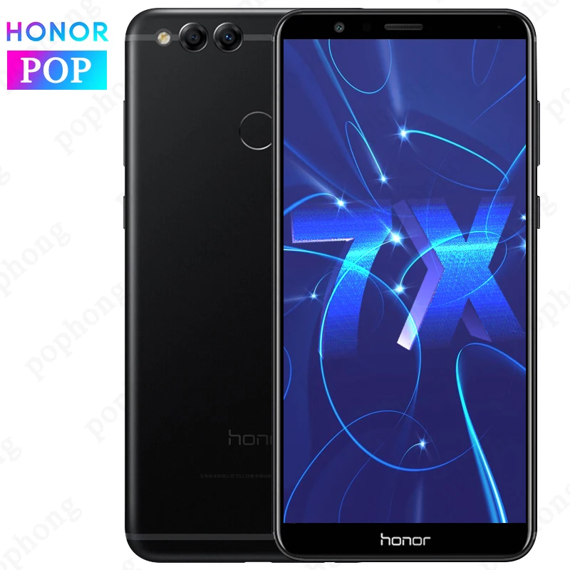Смартфон HONOR 7X с глобальной прошивкой, 4 ГБ, 64 ГБ, 5,93 дюйма, Восьмиядерный процессор Kirin 659, двойная тыловая камера 16 МП, отпечаток пальца, Android 7,0