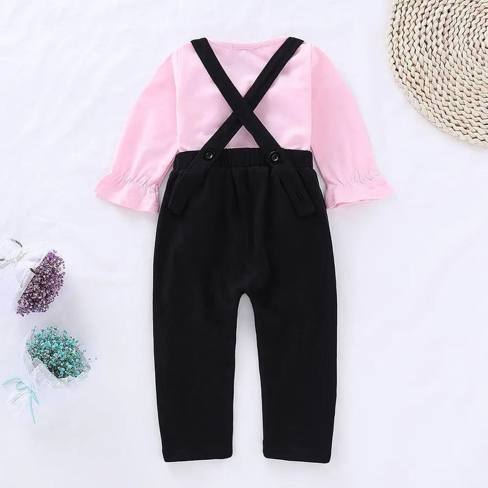 Осенний наряд для маленьких девочек детская футболка с длинным рукавом и принтом