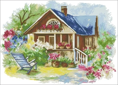 

BU4001 Summer Cottage Needlework,For Embroidery,DIY 14CT Unprinted Arts Cross stitch kits Set Cross-Stitching Home Decor