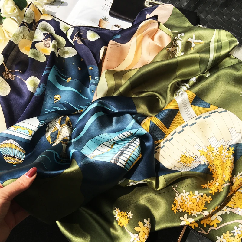 Шарфы из натурального шелка тутового шелкопряда бандана квадратный шелковый