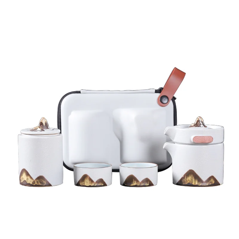 Family Kungfu travel tea set one pot two cups can business gift portable cup |