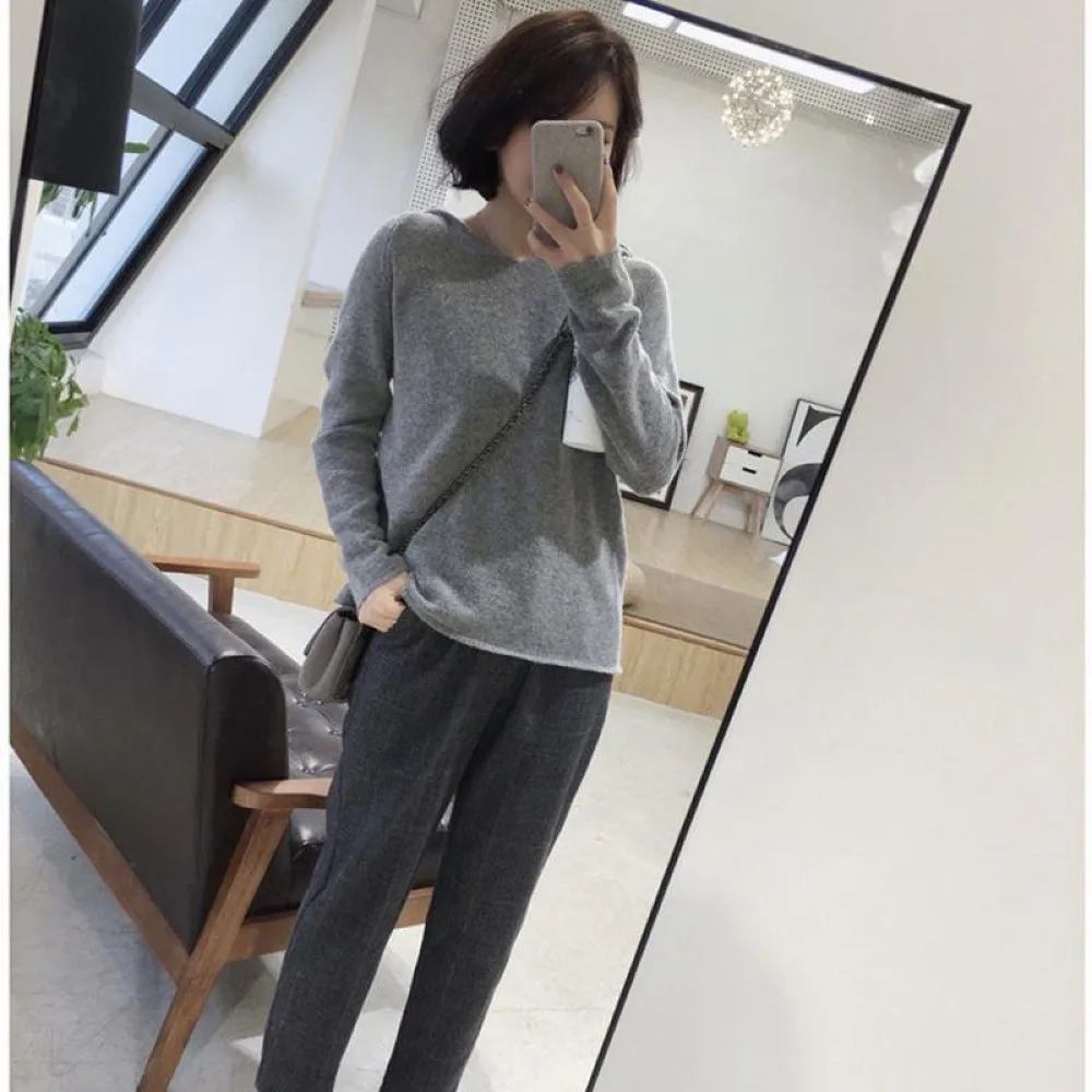 

Spring Autumn 2020 Slim Solid V-Neck Cotton Hoodies Shirt New Style Casual Long Sleeve Women Sweaters Plus Size Woman Pullovers
