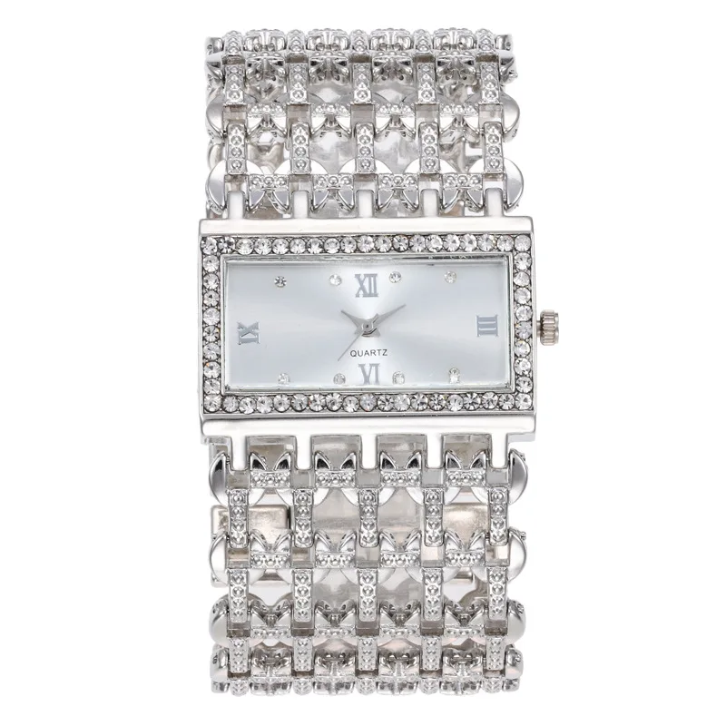 

Popular fashion diamond square women's bracelet watch, popular high-end hollow Quartz Bracelet Watch
