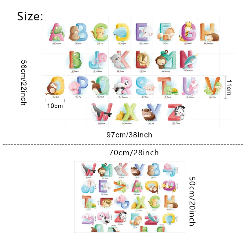 Творческие животные 26 букв наклейки для детской комнаты спальня Детский сад