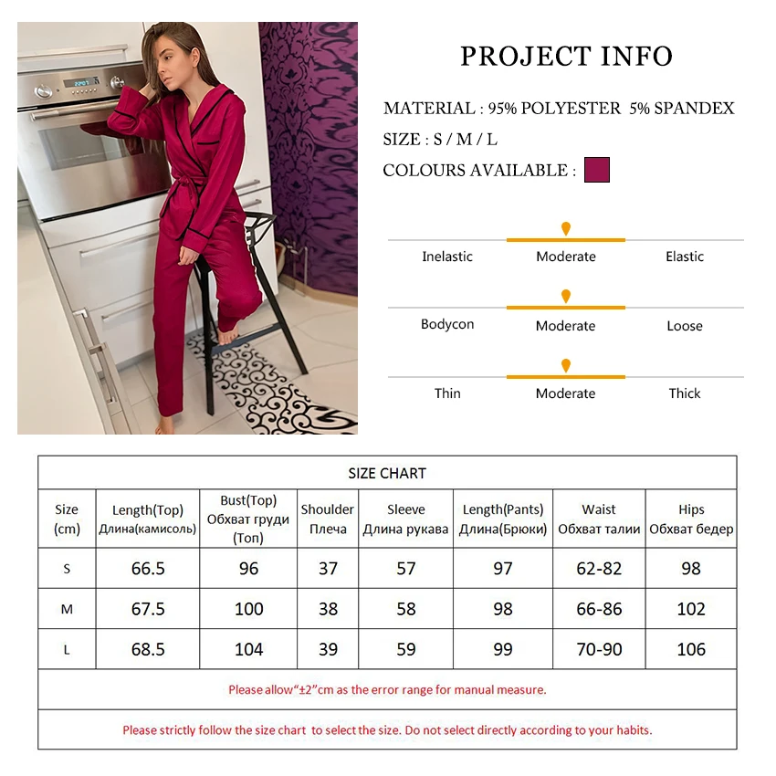 

Long Sleeve Satin Robe Sets Winter Home Pajamas For Women Two Piece Set Top And Pants Pocket Elegant Sleepwear Suit Sets