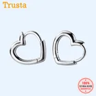 Женские серьги-клипсы Trusta, серьги-кольца из стерлингового серебра 925 пробы с геометрическим дизайном в форме сердца, ювелирные изделия для Сережки для пирсинга и девушек DA213