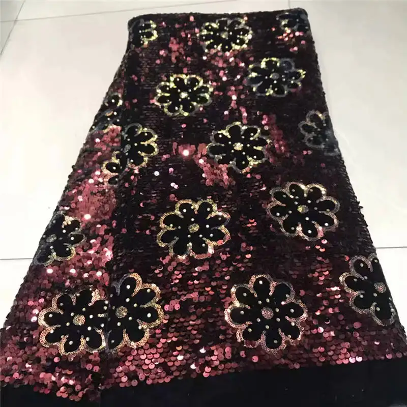 2020 хит продаж африканская французская бархатная кружевная ткань с блестками