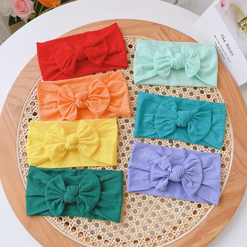 Conjunto de 7 unids/set de diadema para ni&ntilde;a, turbante de lazo de nailon para ni&ntilde;a, banda para el pelo para ni&ntilde;os, diademas para reci&eacute;n nacidos, accesorios el&aacute;sticos b&aacute;sicos para la cabeza-0