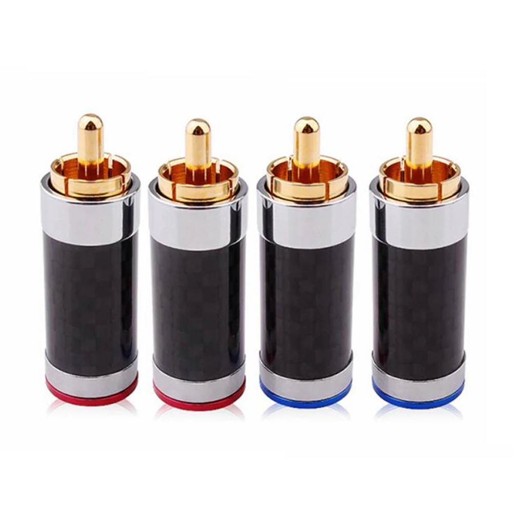 HiFi 4 шт. позолоченный RCA разъем из углеродного волокна Соединительный кабель