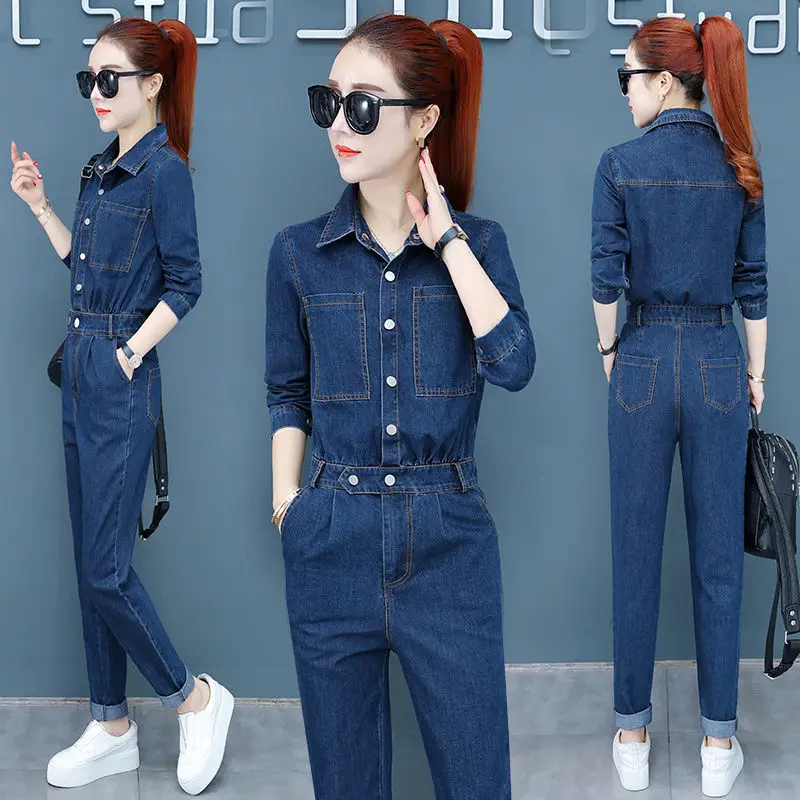 

women's clothing denim fabric women Jumpsuits Playsuits women's Bodysuits korean style fashion spring/autumn women sets