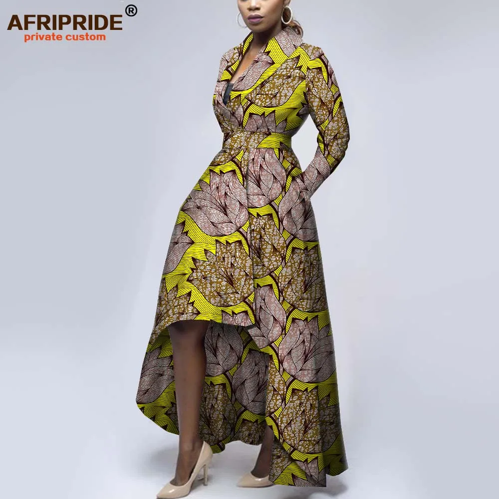 African dresses for women dashiki outfits open front with belt long coats maxi dress ankara print floral AFRIPRIDE A1925054